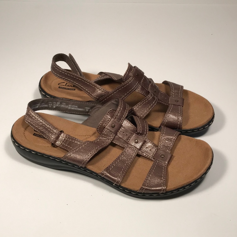 Clarks Collection Bronze Leather Sandals Women 11
